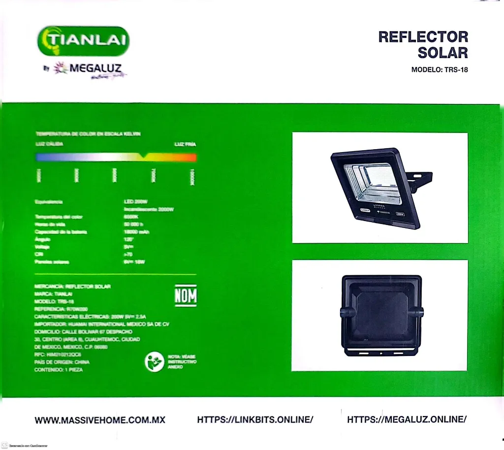 (R70W200) REFLECTOR SOLAR 200W TIANLAI FICHA TÉCNICA.webp