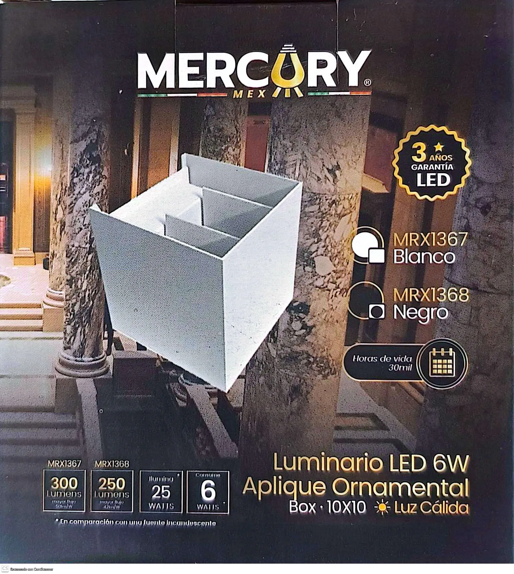 (MRX1368)  LUMINARIO LED APLIQUE ORNAMENTAL BOX MERCURY