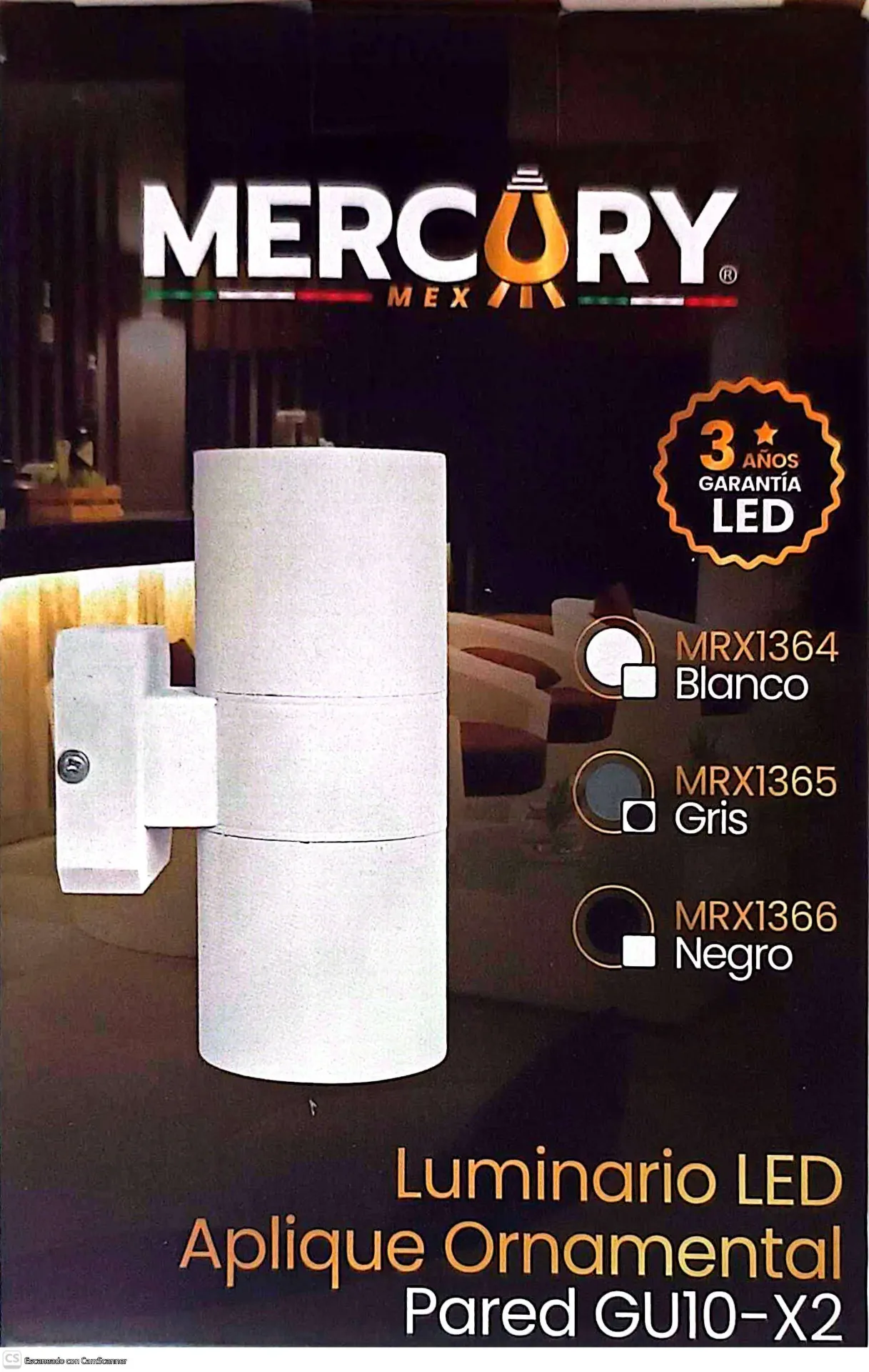(MRX1365) LUMINARIO CILINDRO GRIS MERCURY
