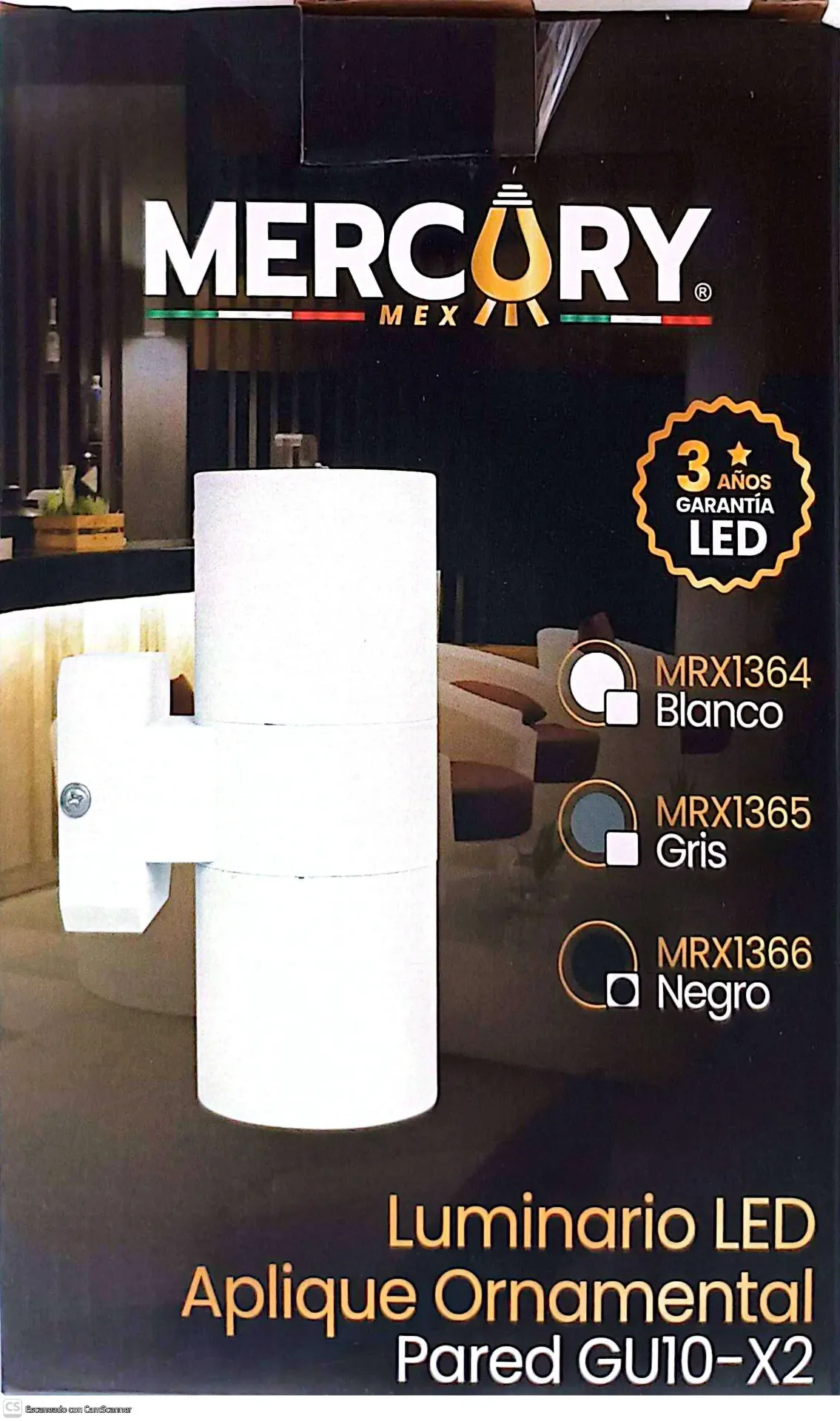 (MRX1366) LUMINARIO CILINDRO NEGRO MERCURY