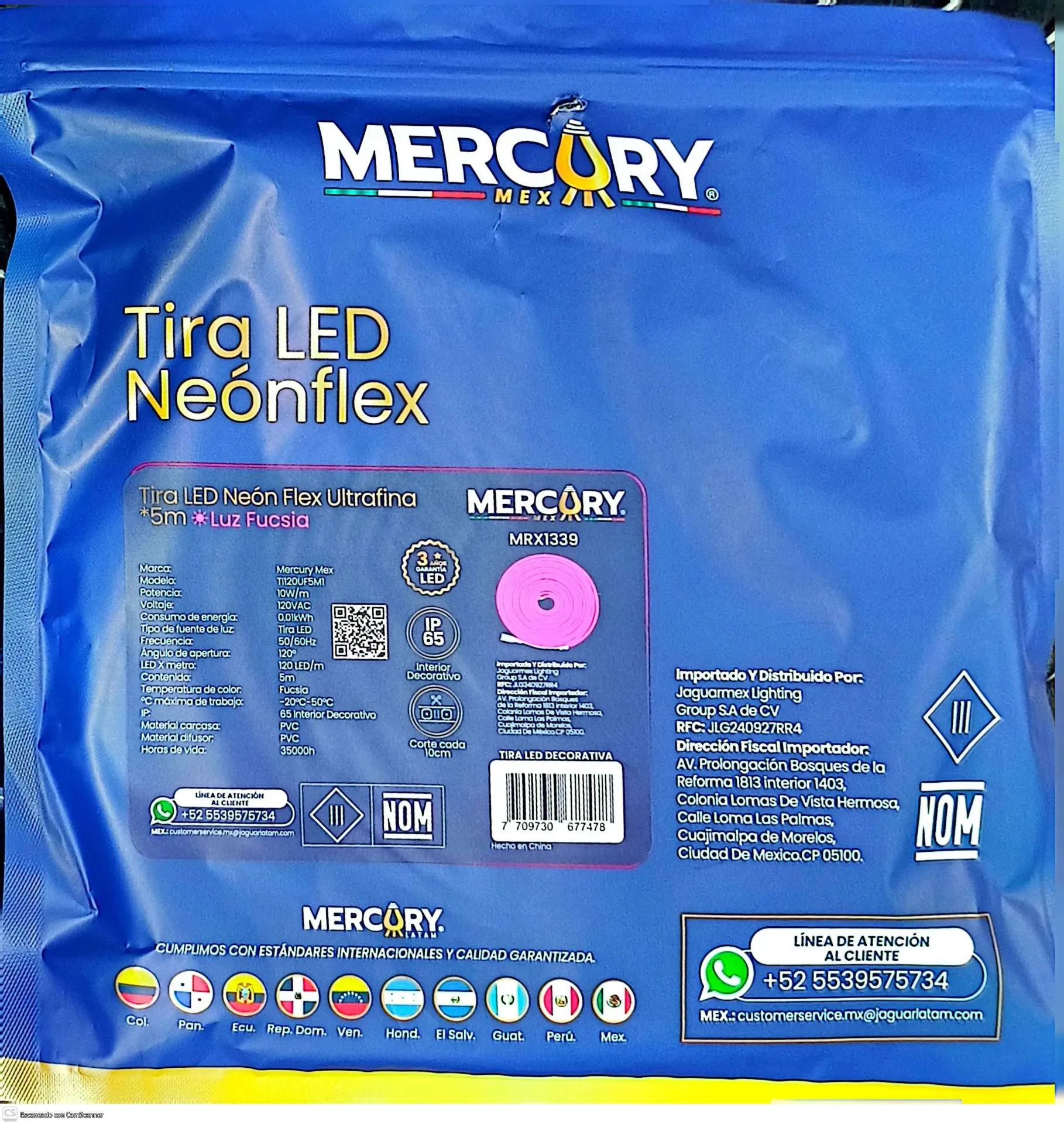 (MRX1339) TIRA NEON FUCSIA 5M MERCURY