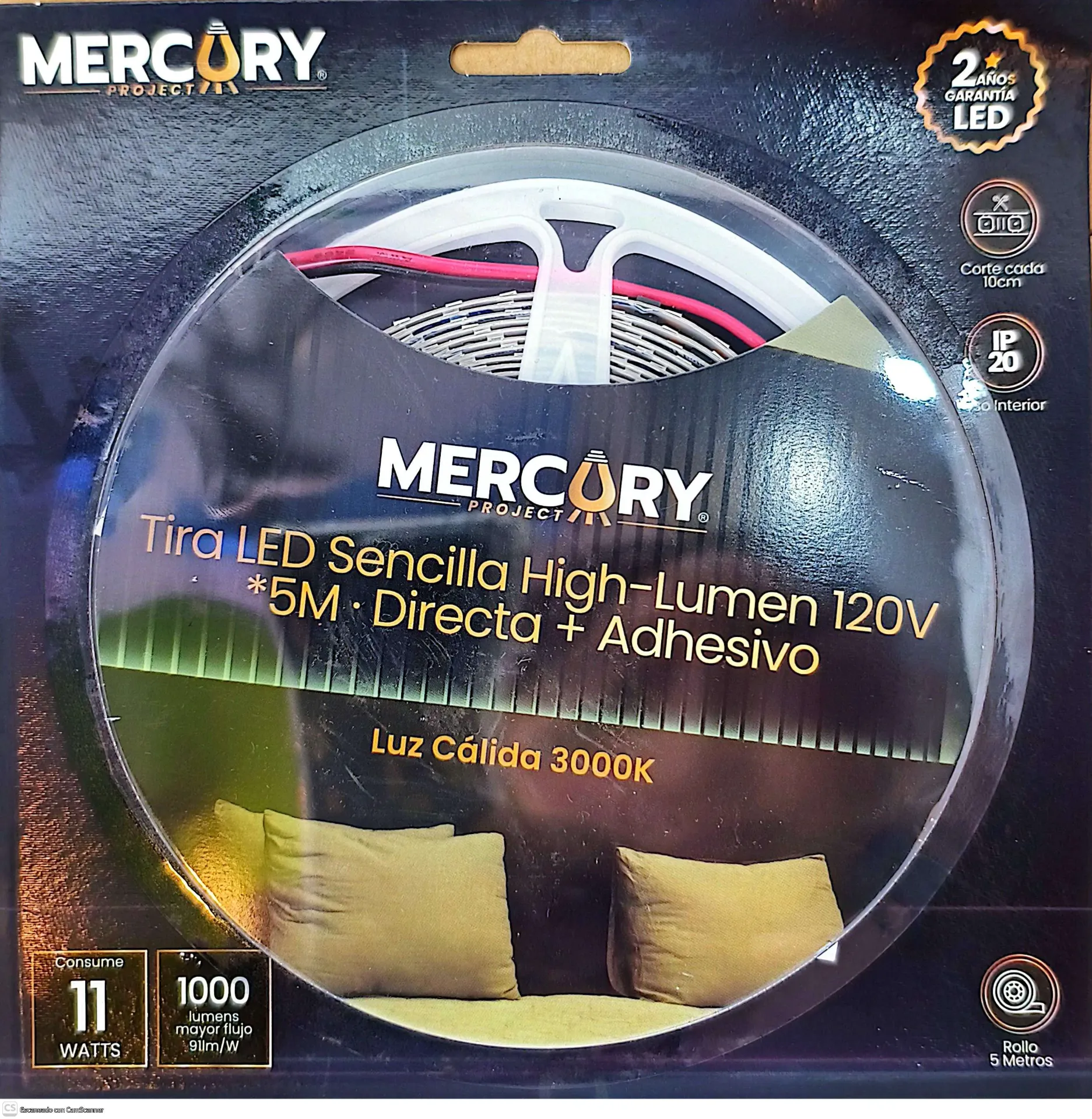 (MRX1311) TIRA LED INTERIOR LUZ CALIDA 5M MERCURY