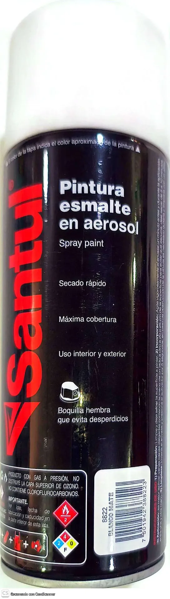 (8822) PINTURA AEROSOL BLANCO MATE 300ML (SANTUL)