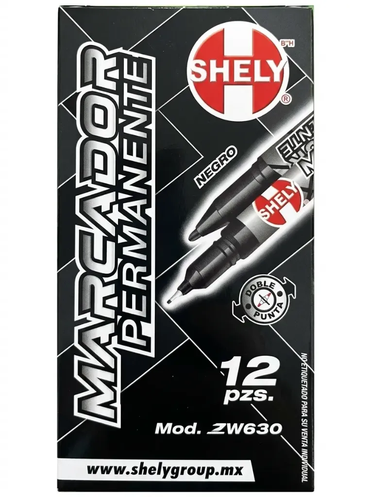MARCADOR NEGRO DOBLE PUNTA SHELY  C12