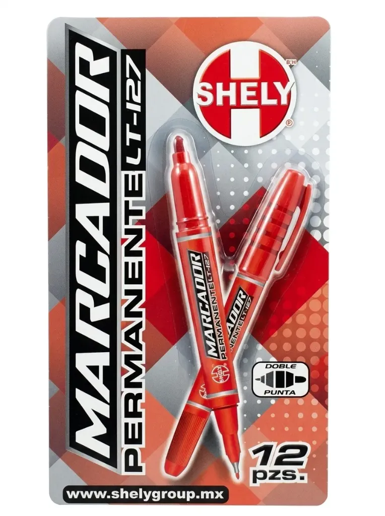 MARCADOR ROJO DOBLE PUNTA SHELY  C/12