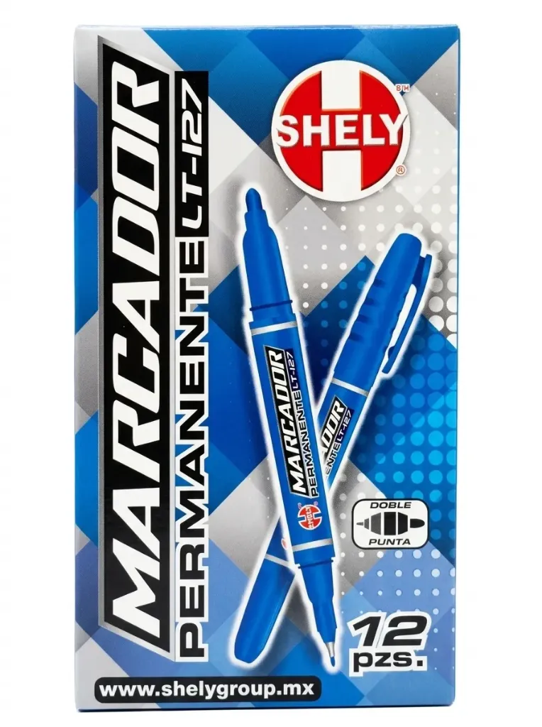 MARCADOR AZUL  DOBLE PUNTA SHELY  C/12