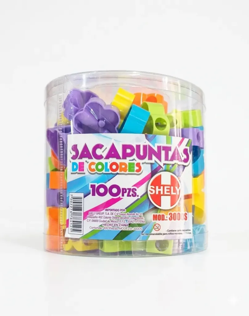 SACAPUNTAS TRANSPARENTE BOTE C/100 SHELY